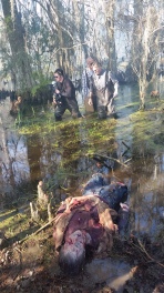 Dead body in the swamp.